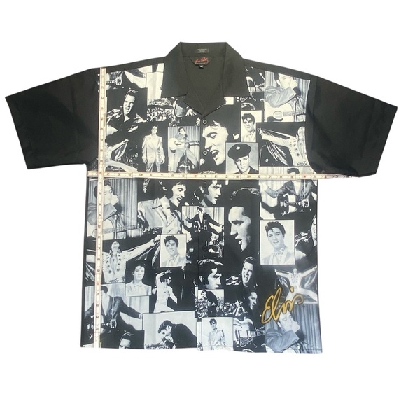 Elvis Presley Collage Shirt XL Black & White Photo Print Button Front - Picture 3 of 11